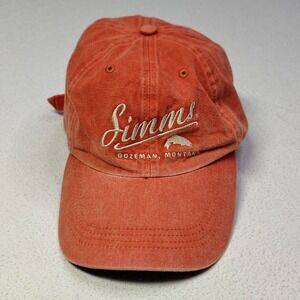 Simms Fishing Hat Cap OSFA Orange Cotton Bozeman Montana Embroidered Ball